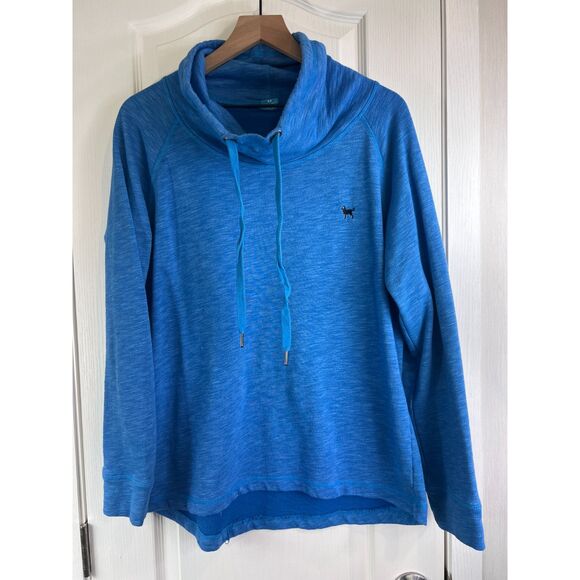 The Black Dog Women's Cowl Neck Drawstring Sweatshirt Pullover Blue Size L - Picture 1 of 9